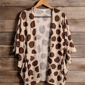 Umgee Beige and Brown Animal Print Open Front Kimono